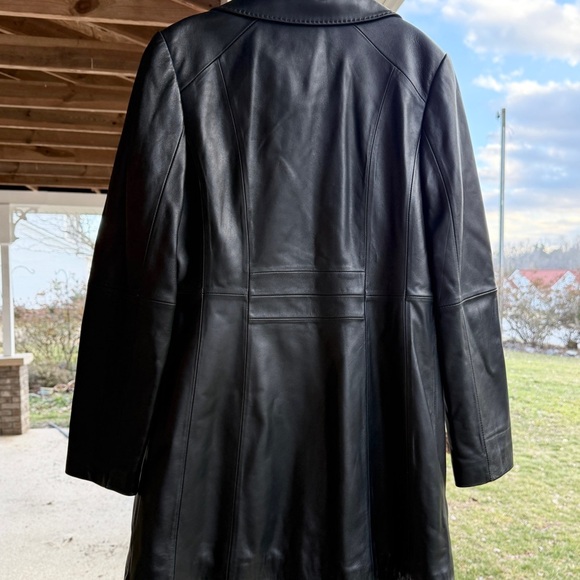 Anne Klein Women's Mid-length Full Zipper Genuine Soft Leather Coat Black Small - Picture 7 of 8